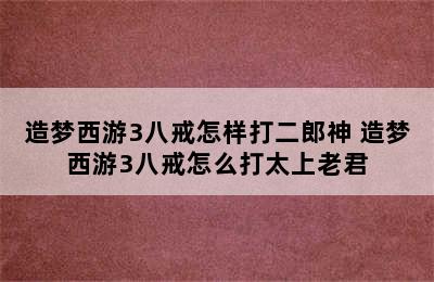 造梦西游3八戒怎样打二郎神 造梦西游3八戒怎么打太上老君